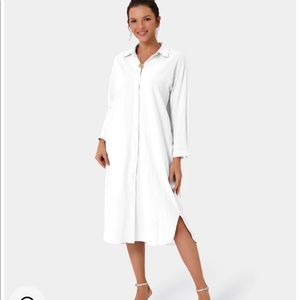 Halara Front Button Side Pocket Split Hem Longline Dress